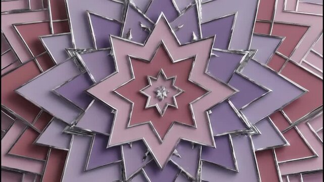 Pale lavender and silver geometric bloom time lapse showing growth and transformation in an artistic design