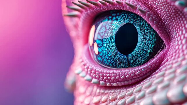Closeup of vibrant reptile eye in motion with detailed texture and color transition