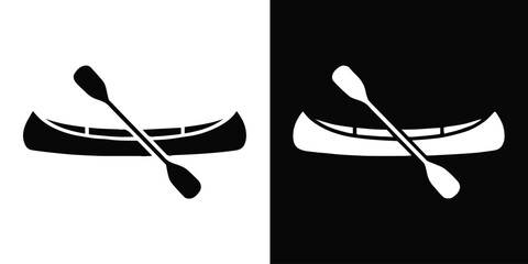 canoe paddle icon logo diagonal paddle contrast black and white