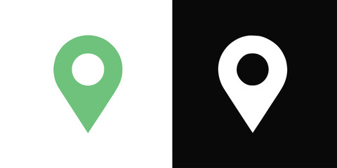 location pin symbol green and white color map marker silhouette vector © AIcon Star