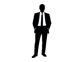 Businessman in Suit Standing Silhouette