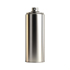 Realistic 3d rendering of a blank silver metallic aerosol spray paint can on transparent background