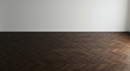 Top View of Spacious Interior with Dark Oak Flooring and White Backdrop Wall