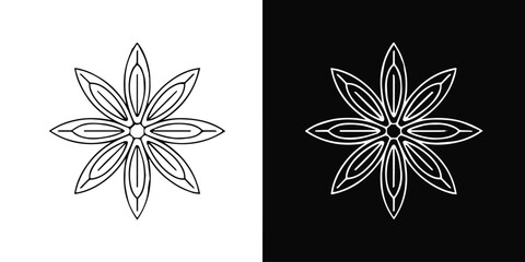 mandala eight petal rosette circular pattern ornamental logo design