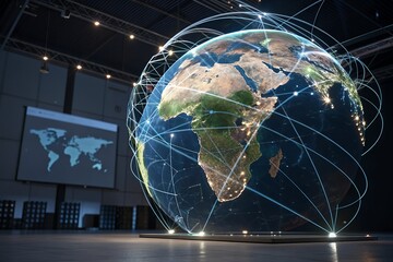 Globe with connections representing global communication and international business