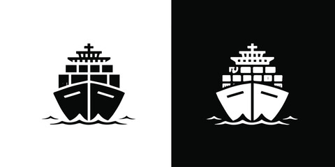 ship cargo icon front view container vessel silhouette vector © AIcon Star