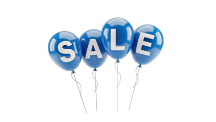 Blue Balloons with Sale Letters on White Background