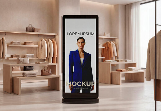 Digital display stand in retail mockup