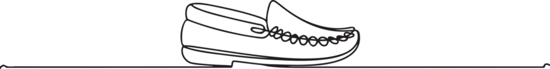 Moccasins continuous one line drawing minimalism design. Editable stroke. one line Icon drawing