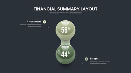 Creative Forecast Slide Template Vector Illustration. Company Campaign 2 Element Graph Slideshow Design. Enterprise Analysis Two Option Diagram Presentation Layout.