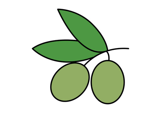 Rama con dos aceitunas verdes y hojas 