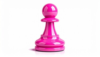 Glossy pink chess pawn on white background with modern, reflective finish.
