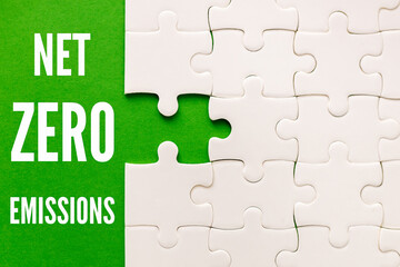 NZE symbol. The concept of zero emissions, which shows sustainable development. Conceptual words. Net zero emissions. Climate action. Close up. Copy space