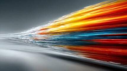 Abstract light streaks in dynamic motion convey intense speed and digital data flow