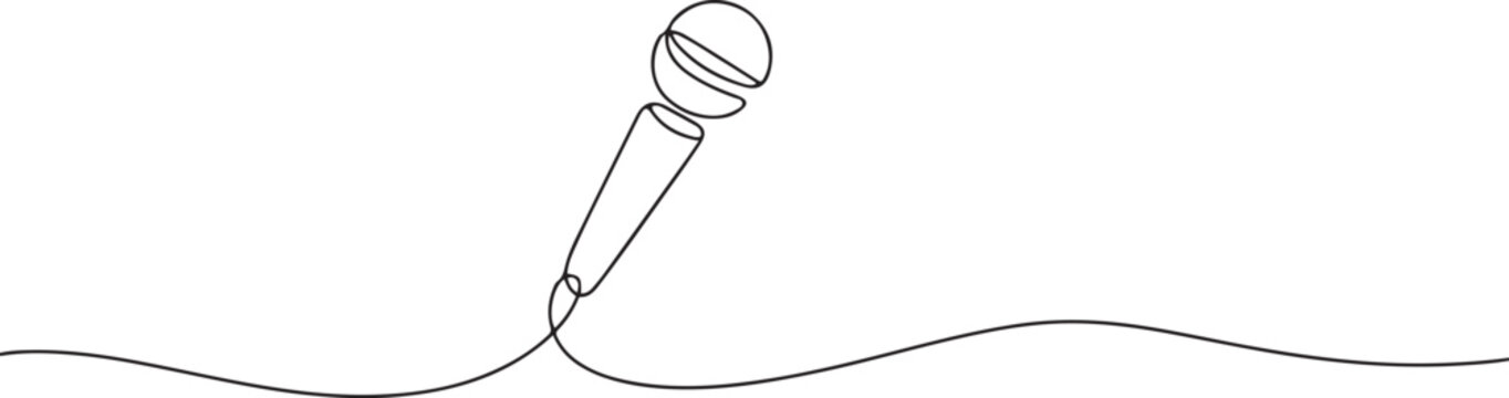 Continuous drawing of microphone. One line icon of microphone. one line Icon drawing