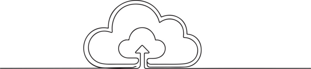 Continuous line drawing of cloud storage symbol. one line Icon drawing