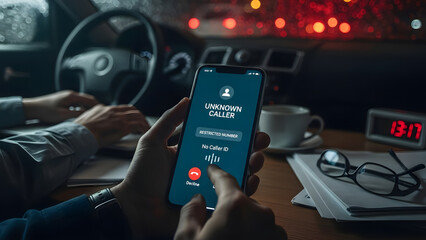 Unknown Caller Warning: Scam call, phone security, call warning, fraud prevention, phone scam, telemarketing fraud, spam protection, call blocking, scam alert, phishing call, caller ID, spam detection