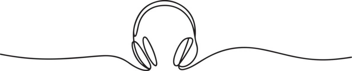 Headphone continuous one line drawing and minimalist style. one line Icon drawing