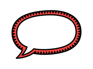 Fototapeta premium Red and Black Speech Bubble Icon with Spiky Border on White Background
