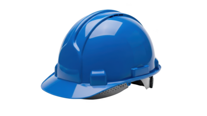 Blue hard hat safety helmet on black background protective gear construction
