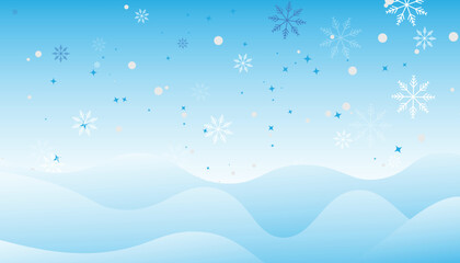 Serene winter landscape with falling snowflakes