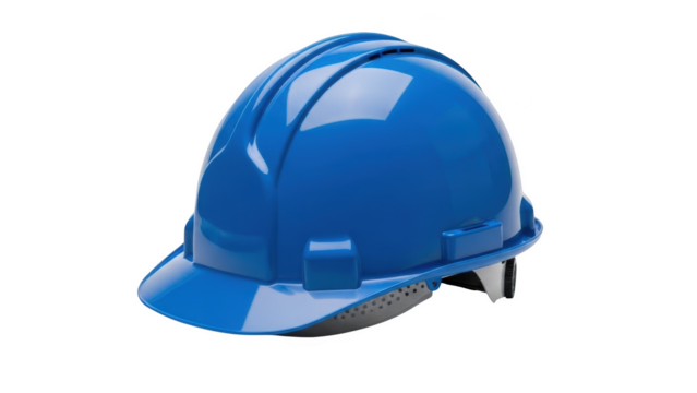Blue hard hat safety helmet on black background protective gear construction - Powered by Adobe