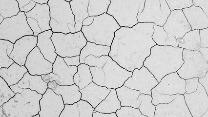 Abstract cracked earth texture, illustrating dryness and environmental degradation. The cracks form irregular patterns on a light-colored surface, hinting at drought or desertification