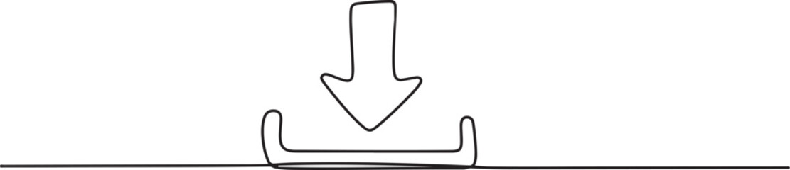 Single line drawing illustration of download sign, Download icon line continuous drawing vector. one line Icon drawing