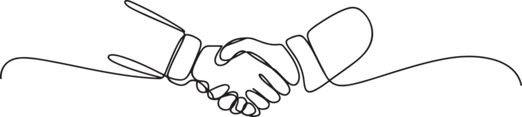 Handshake continuous one line drawing. Continuous one line drawing illustration vector. one line Icon drawing