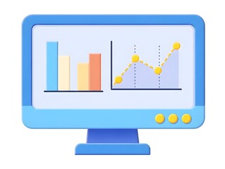 a modern computer monitor displaying various data visualizations including bar graphs and line charts signifying analysis and progress tracking high quality
