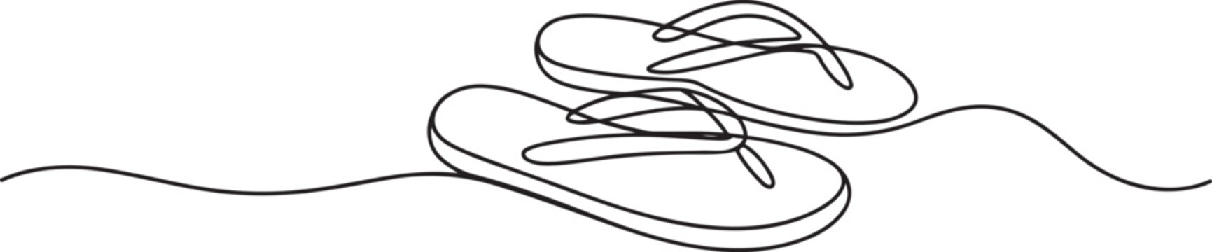 Flip flops continuous. one line Icon drawing