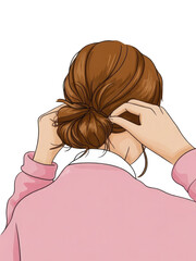 Hair styling illustration isolated on transparent background