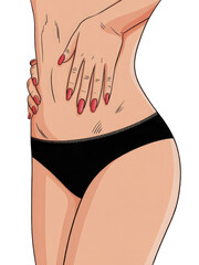 Illustration of a woman's torso isolated on transparent background