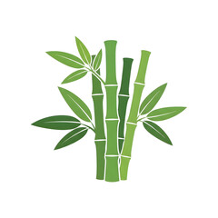 Bamboo Stems with Green Leaves Illustration.