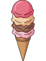Delicious ice cream cone isolated on transparent background