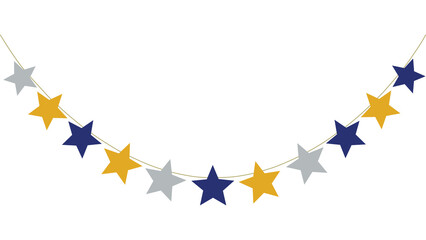 Colorful star garland on a white background