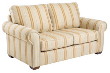 Striped loveseat sofa isolated on transparent background