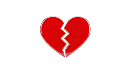 Broken Heart Symbol on White Background
