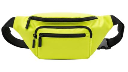 Neon Yellow Fanny Pack with Black Zippers and Buckle bum bag waist bag