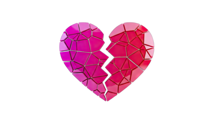Broken Heart Symbolized in Pieces on White