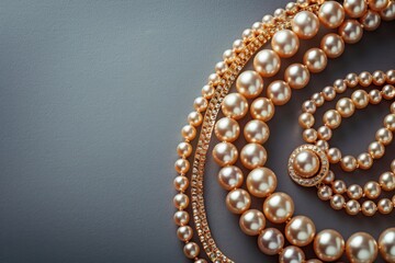 Beautiful golden jewelry on grey background