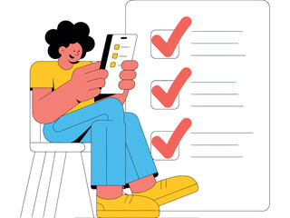 Person Sitting with Checklist and Smartphone for Task Management and Productivity