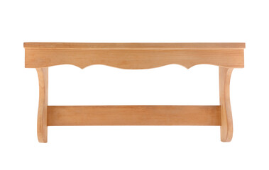 Wooden decorative vintage shelf isolated on white background with clipping path