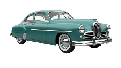Teal vintage car isolated on transparent background