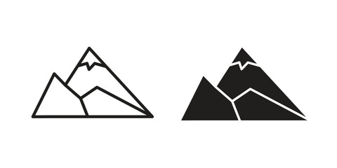 Mountains icon flat simple icon. Liner version - stock vector.
