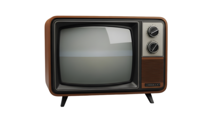 Vintage television set isolated on transparent background