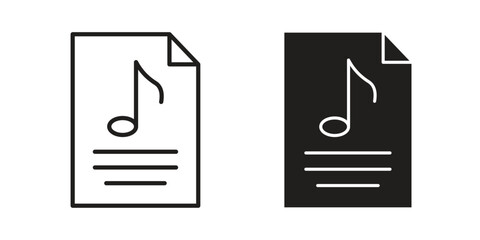 Music File icon flat simple icon. Liner version - stock vector.