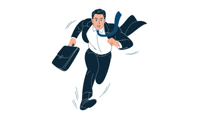 Businessman Running with Briefcase Deadline Concept Illustration