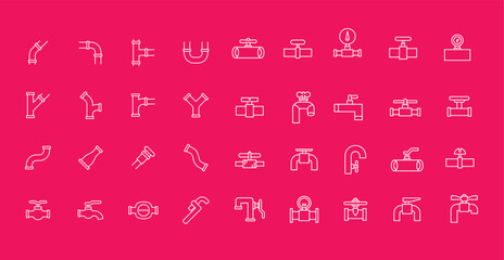 Plumbing and Faucet Line Icons Collection