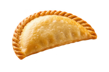 Golden baked empanada isolated on transparent background
